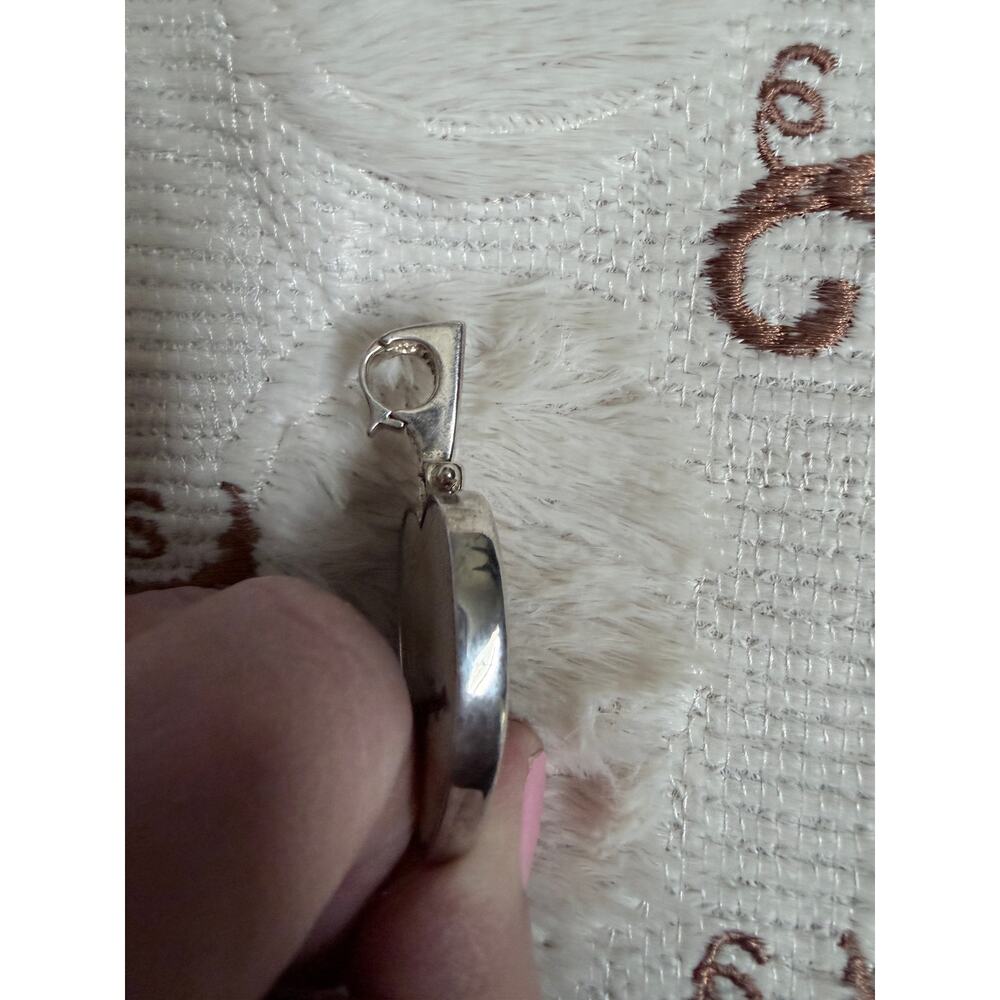 .925  Picture Jasper and Mother of Pearl Heart Pendant “Big Kiss” (X) Bail Opens - Picture 5 of 13